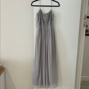 Adrianna Papell Gray Beaded Maxi Dress